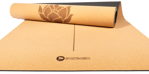 yogamatte aus kork mit sports-hero logo 