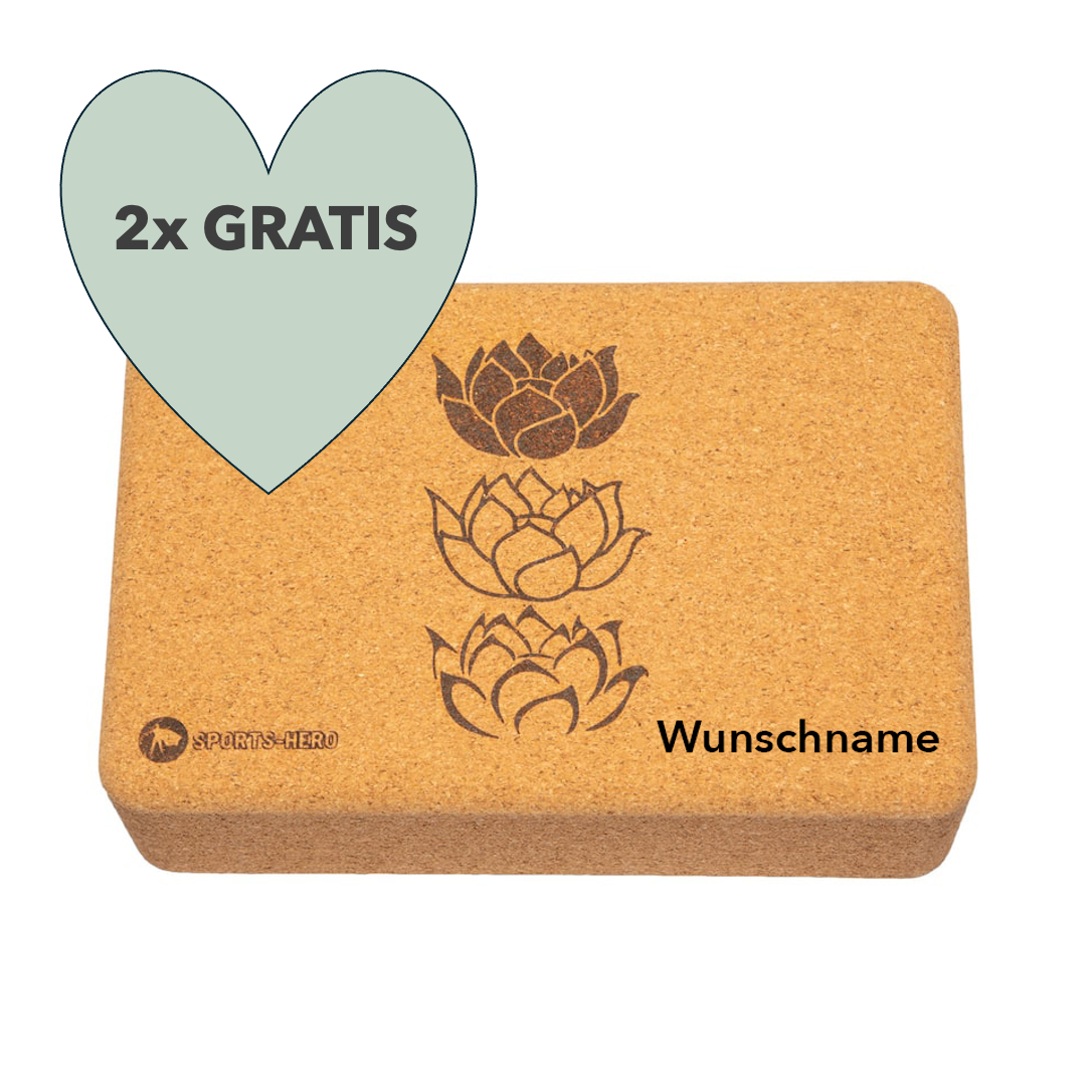 Yogablock Kork Pure Balance (12 Stk.) 10 + 2 GRATIS - Deine Wunschgravur