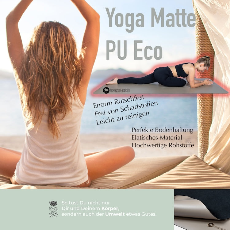 Yogamatte personalisiert Naturkautschuk Eco-PU Niyama - Grau Grey Warrior - Sports-Hero