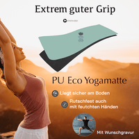 Yogamatte Naturkautschuk Grün  mit Wunschgravur Niyama - Grey Warrior - Sports-Hero