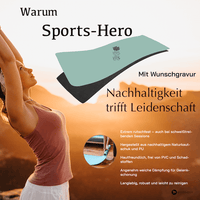 Yogamatte Naturkautschuk Grün  mit Wunschgravur Niyama - Grey Warrior - Sports-Hero