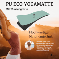 Yogamatte Naturkautschuk Grün  mit Wunschgravur Niyama - Grey Warrior - Sports-Hero