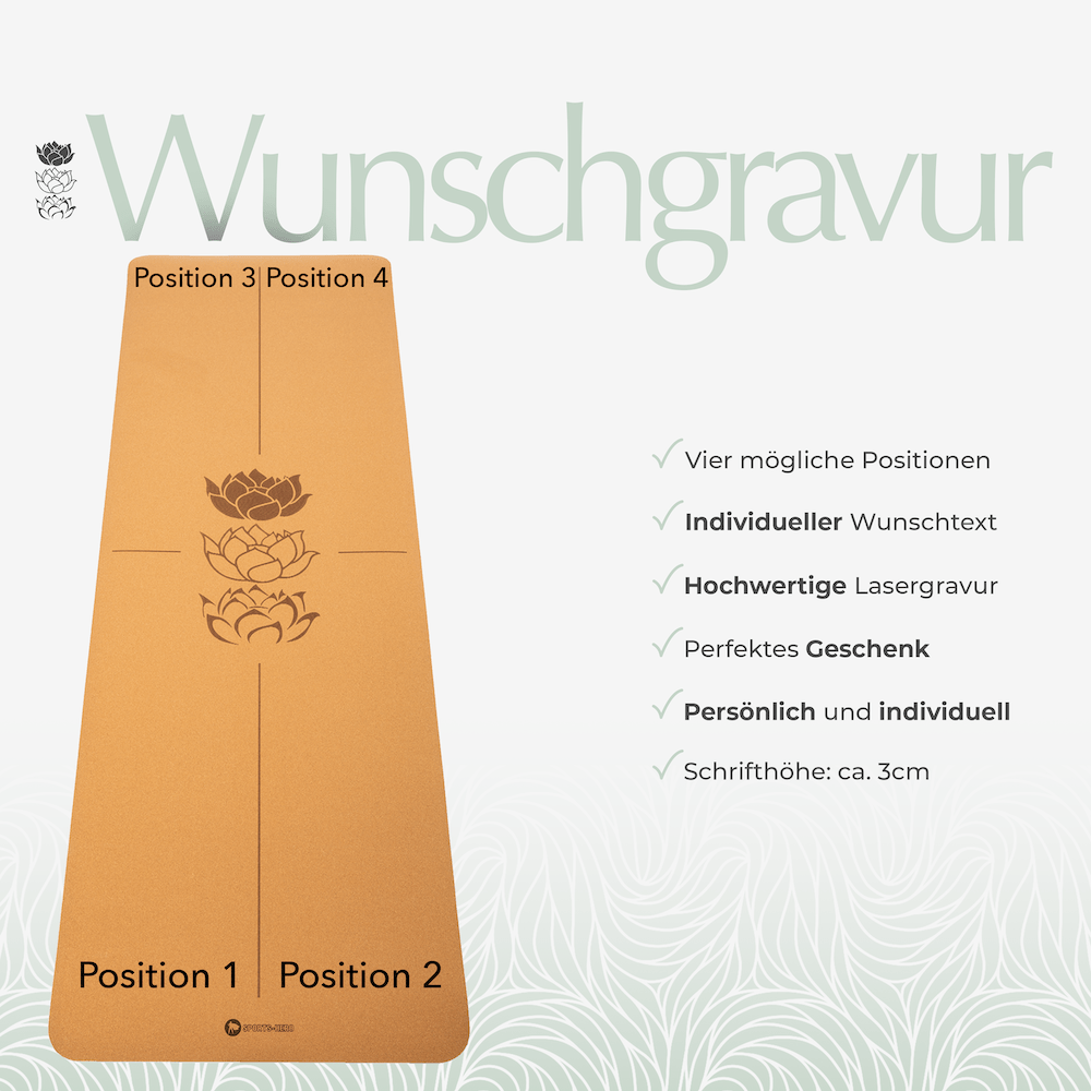 Yogamatte Kork Pure Balance (12 Stk.) 10 + 2 GRATIS - Deine Wunschgravur