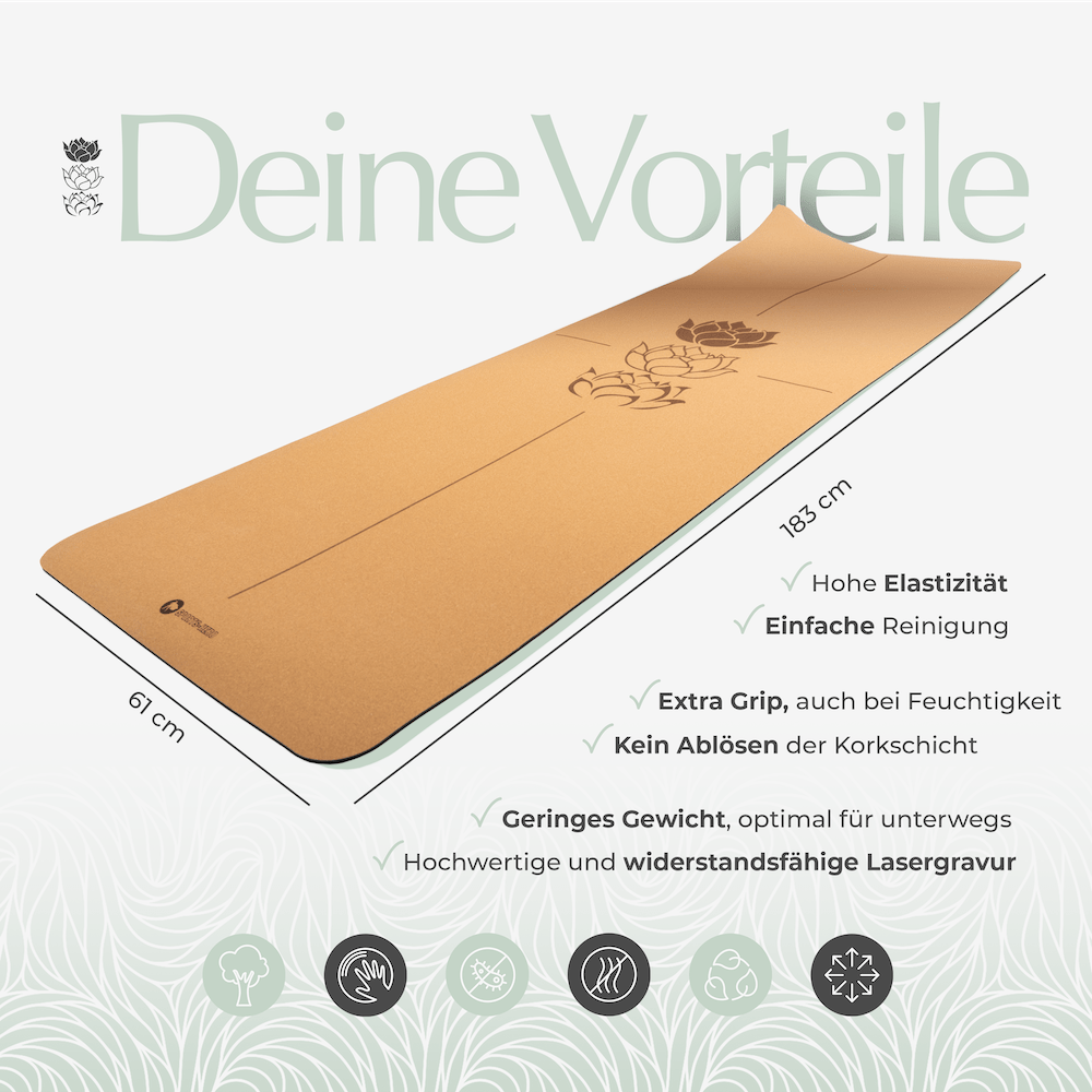 Yogamatte Kork Pure Balance (12 Stk.) 10 + 2 GRATIS - Sports-Hero