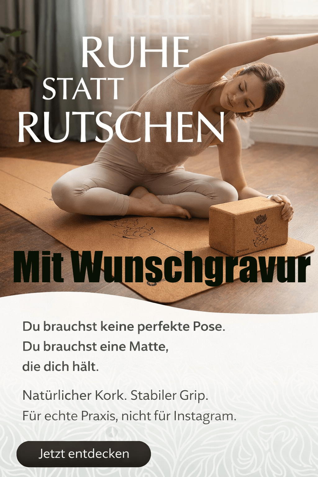 Yogablock Kork Pure Balance nachhaltig - Personalisieren mit deiner Wunschgravur - Sports-Hero