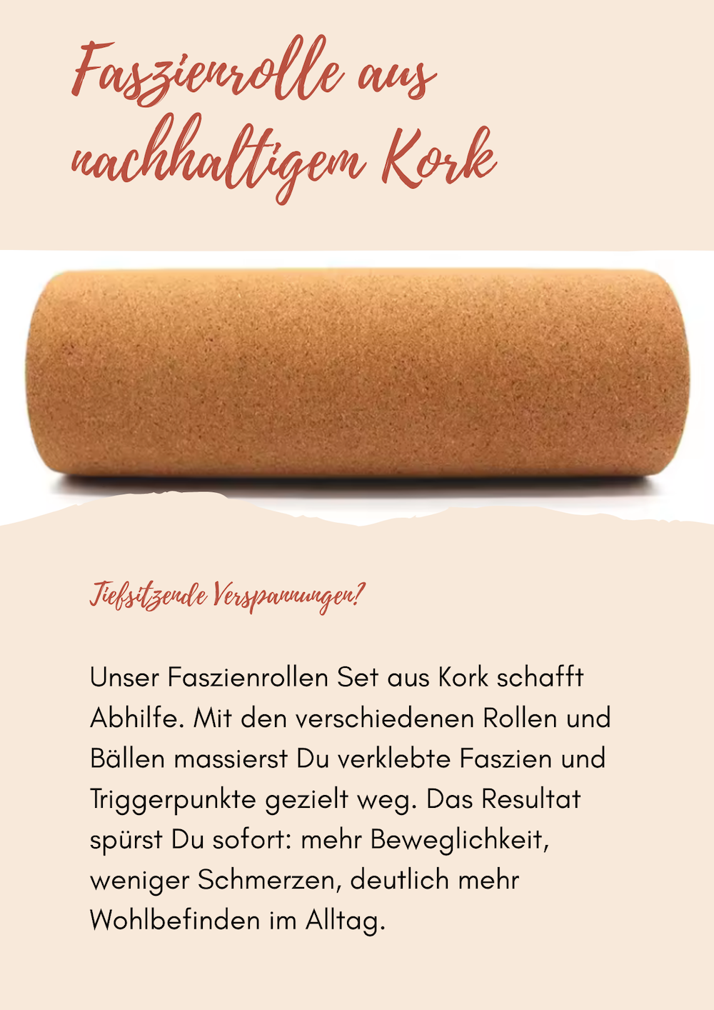Fasczienrolle aus Kork - Ideale nachhaltige Massage Rolle für Rückentraining