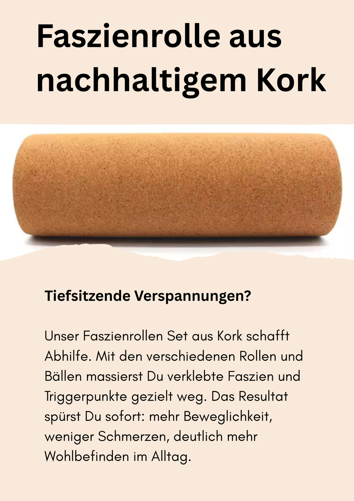 Faszienrolle Massagerolle aus Kork personalisiert mit Wunschgravur
