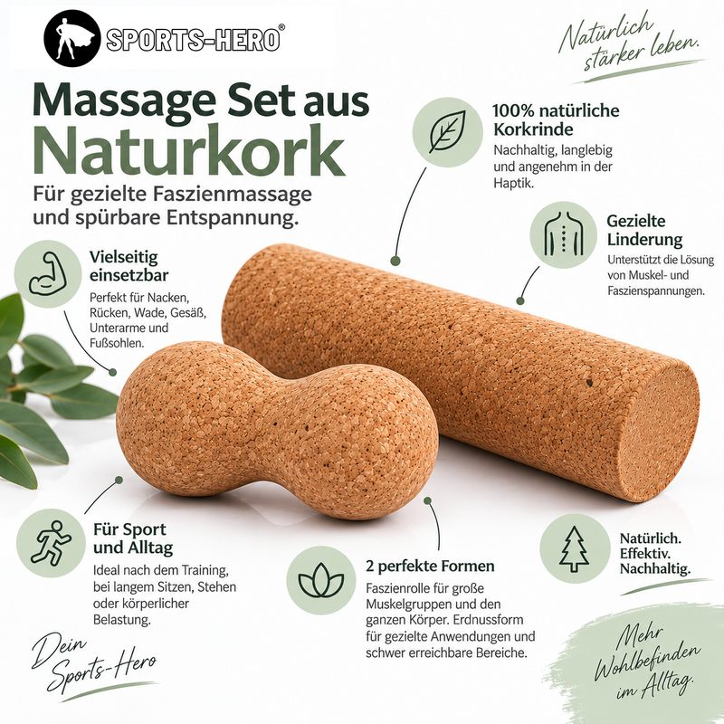 Faszienrolle Set - 1 Massagerolle + 1 Massage-Erdnussball