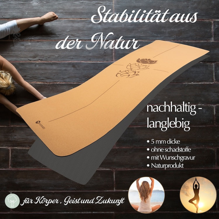Yogamatte Kork personalisieren - Pure Balance - Deine Wunschgravur - Sports-Hero