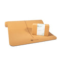 yogaset mit yogamatte und yogablock aus kork - verpackt mit logo von sports-hero