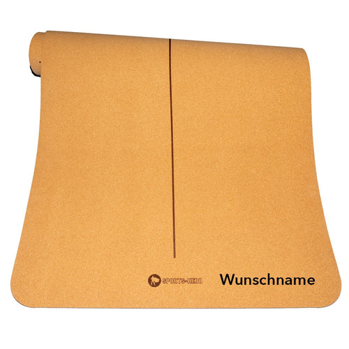 yogamatte aus kork mit wunschname graviert auf matte
